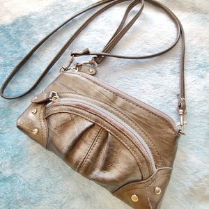 Style & Co. Small Crossbody Shoulder Bag Faux Leather Metalic Gold Purse